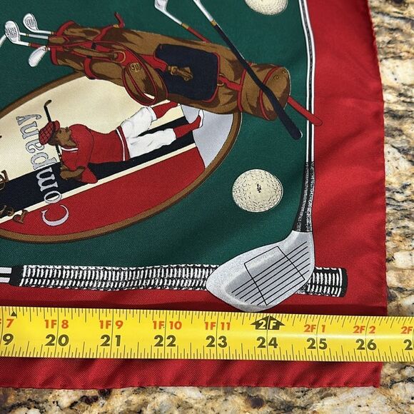 Made In Italy 100% Silk Lightweight Golf Print Square Scarf - Picture 5 of 6